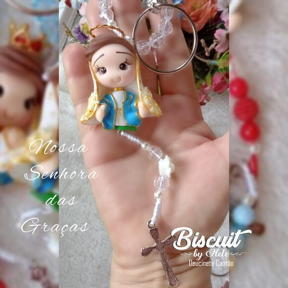 Chaveiro Dezena Nossa Senhora das Graças em Biscuit