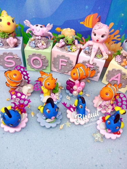 Cubos Personalizados Fundo do Mar em mdf e Biscuit