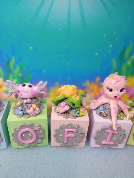 Cubos Personalizados Fundo do Mar em mdf e Biscuit1