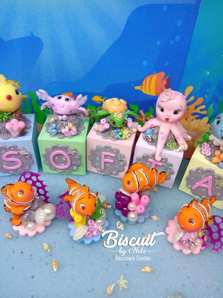 Cubos Personalizados Fundo do Mar em mdf e Biscuit1