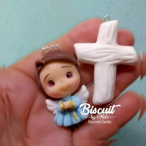 Kit Entremeio para Terços Anjinho Azul em Biscuit