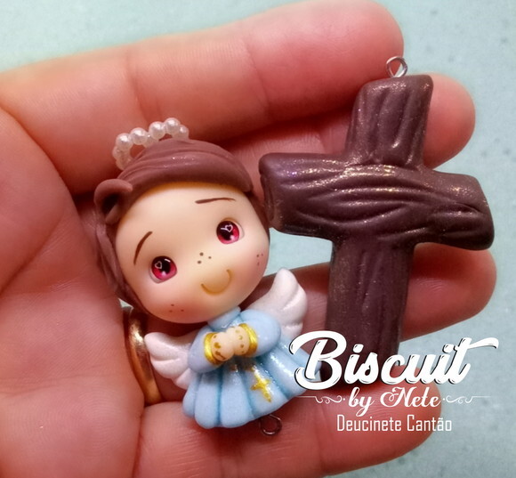 Kit Entremeio para Terços Anjinho Azul em Biscuit