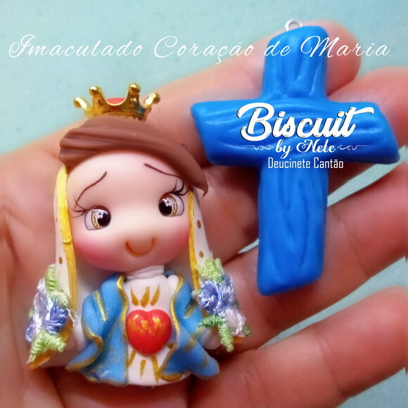 Kit Entremeios Imaculado Coração de Maria em Biscuit