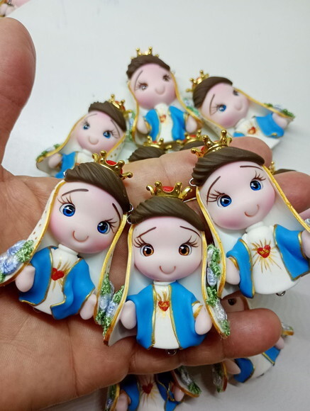 Kit Imaculado Coração de Maria em Biscuit (kit com 4)