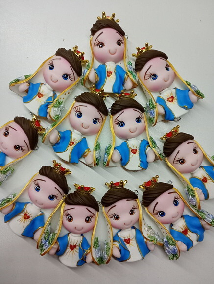 Kit Imaculado Coração de Maria em Biscuit (kit com 4)