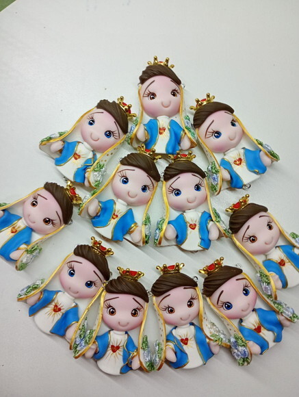 Kit Imaculado Coração de Maria em Biscuit (kit com 4)