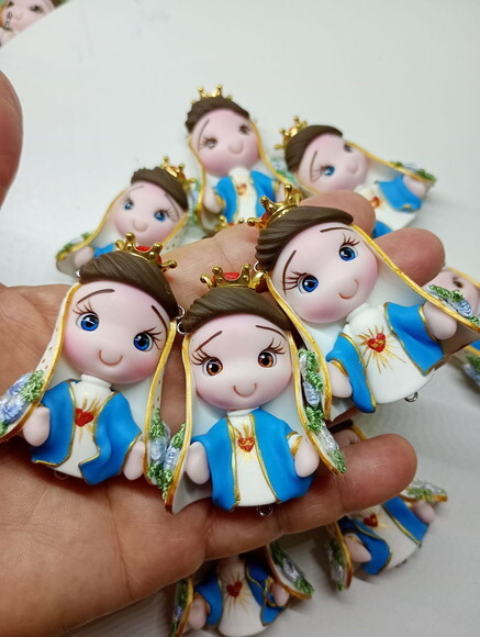 Kit Imaculado Coração de Maria em Biscuit (kit com 4)