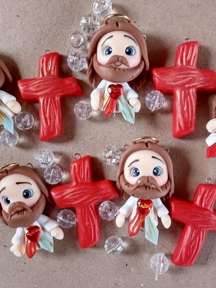 Kit para Terços Jesus Misericordioso em Biscuit (kit com 4)