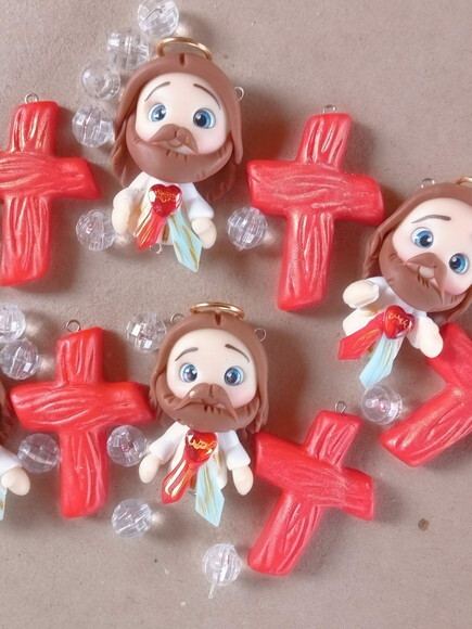 Kit para Terços Jesus Misericordioso em Biscuit (kit com 4)