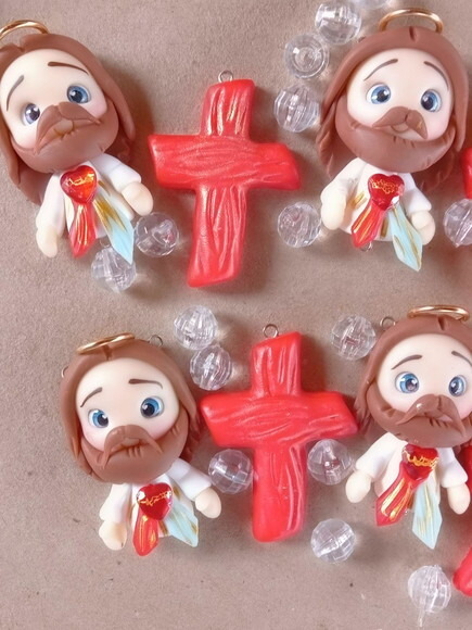 Kit para Terços Jesus Misericordioso em Biscuit (kit com 4)