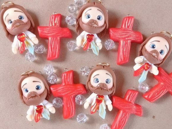 Kit para Terços Jesus Misericordioso em Biscuit (kit com 4)