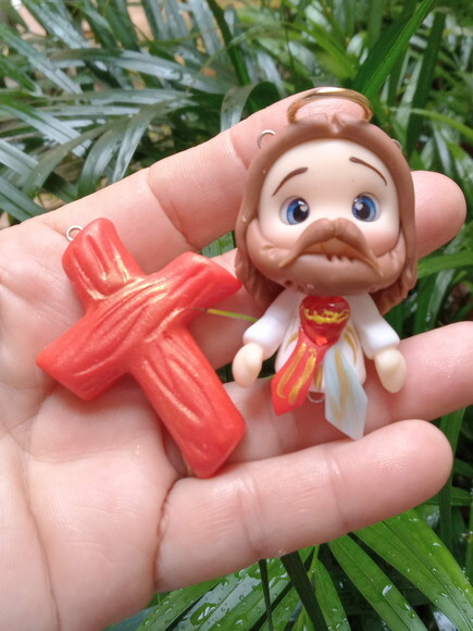 Kit Pingentes para Terços Jesus da Misericórdia em Biscui