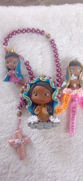 Kit Presente Nossa Senhora de Aparecida em Biscuit