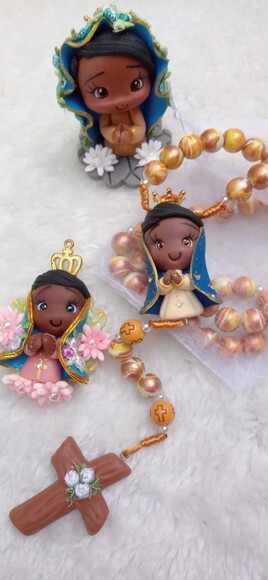 Kit Presente Nossa Senhora de Aparecida em Biscuit Mod. 2