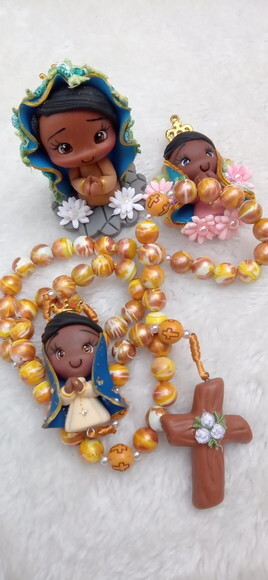 Kit Presente Nossa Senhora de Aparecida em Biscuit Mod. 2