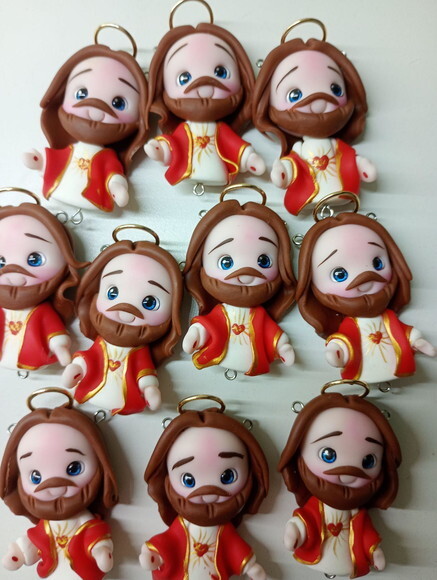 Kit Sagrado Coração de Jesus em Biscuit (kit com 4)