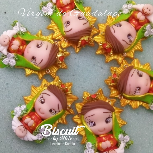 Pingentes para Terços Nossa Senhora de Guadalupe em Biscuit