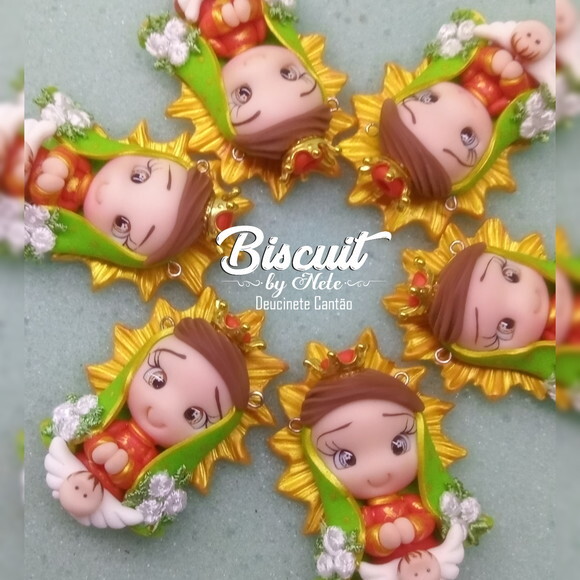 Pingentes para Terços Nossa Senhora de Guadalupe em Biscuit