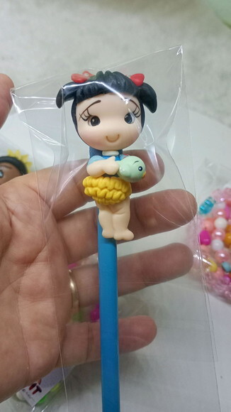 Ponteira de Lápis Princesa Branca de Neve em Biscuit