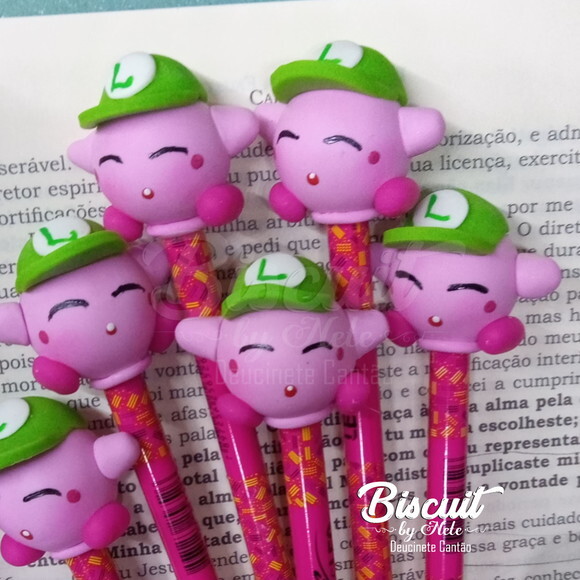 Ponteira de Lápis Turma do Mário Bros em Biscuit.