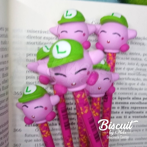 Ponteira de Lápis Turma do Mário Bros em Biscuit.