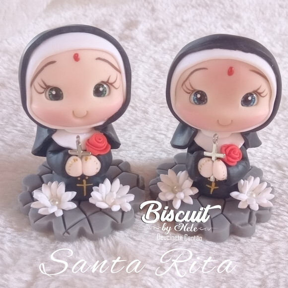 Santa Rita em Biscuit para Oratório
