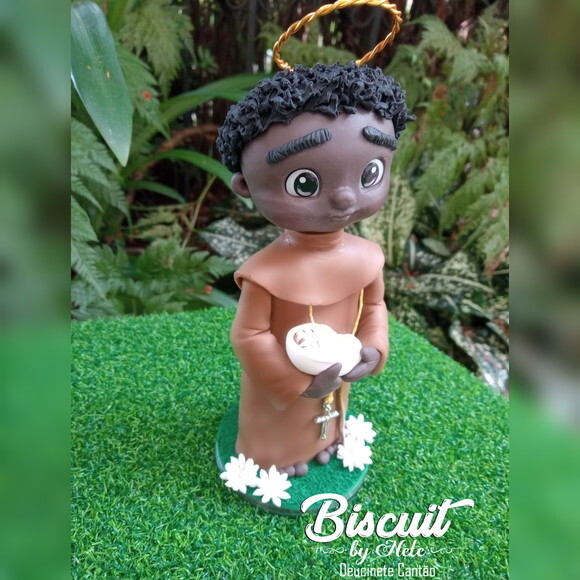São Benedito em Biscuit com 15 cm