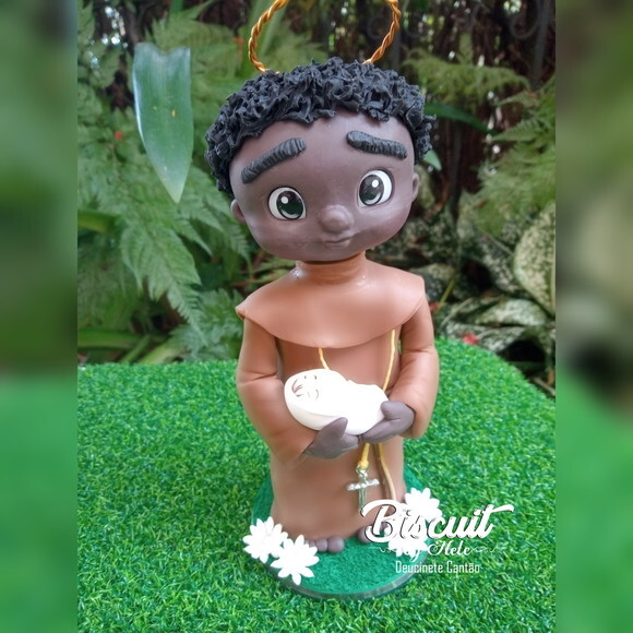 São Benedito em Biscuit com 15 cm