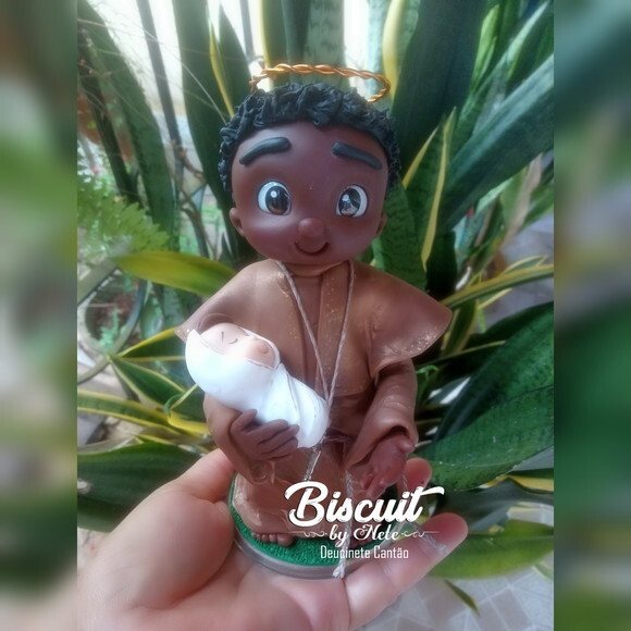 São Benedito em Biscuit com 15 cm