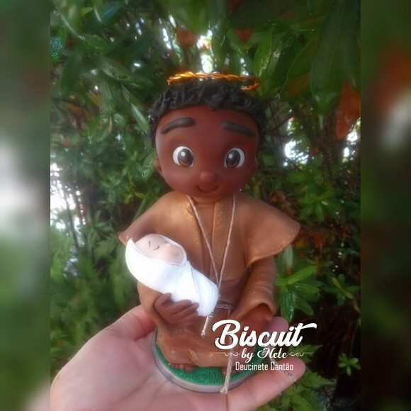 São Benedito em Biscuit com 15 cm