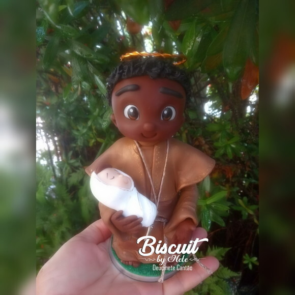 São Benedito em Biscuit com 15 cm