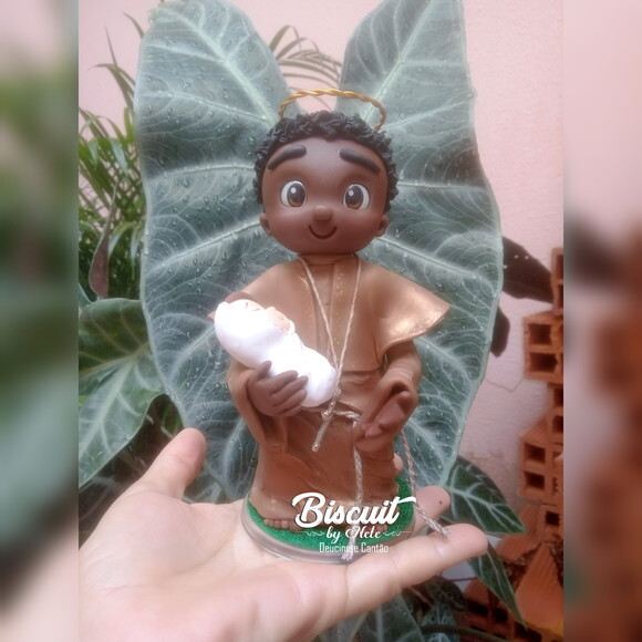 São Benedito em Biscuit com 15 cm