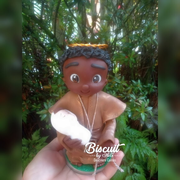 São Benedito em Biscuit com 15 cm