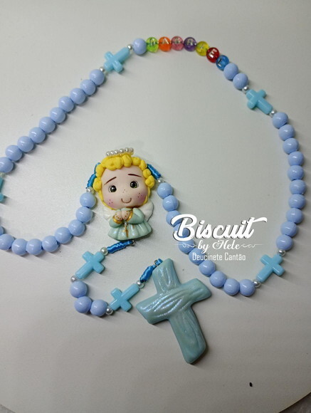 Terço Anjinho da Guarda em Biscuit com Nome