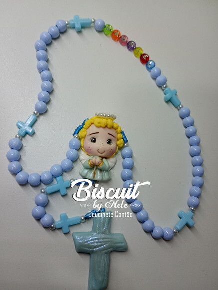Terço Anjinho da Guarda em Biscuit com Nome