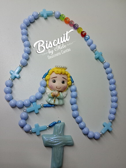 Terço Anjinho da Guarda em Biscuit com Nome
