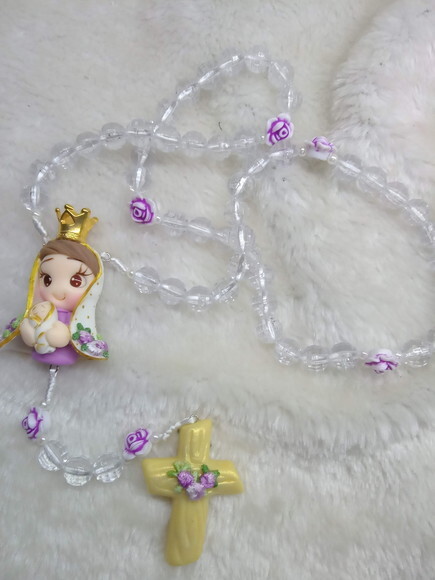 Terço de Nossa Senhora de Nazaré em Biscuit (lilás)