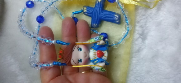 Terço Imaculado Coração de Maria em Biscuit