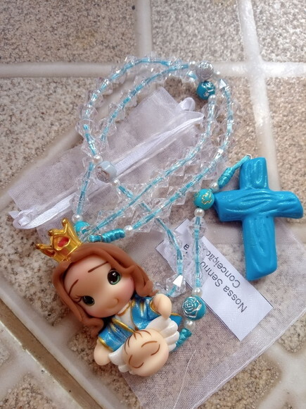 Terço Nossa Senhora da Conceição em Biscuit