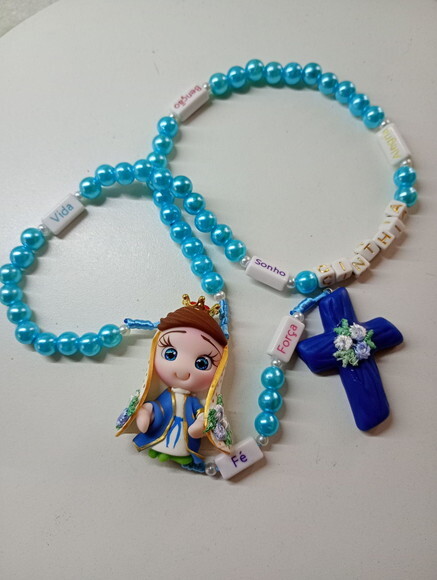 Terço Nossa Senhora das Graças em Biscuit com Nome