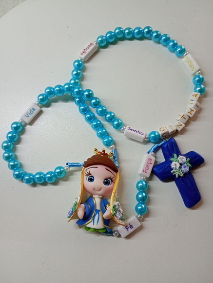 Terço Nossa Senhora das Graças em Biscuit com Nome