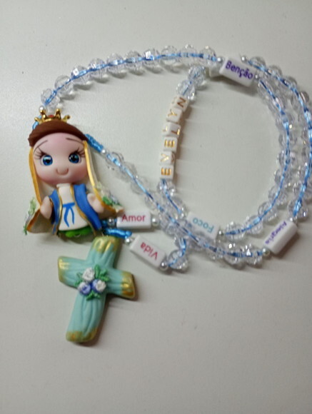 Terço Nossa Senhora das Graças em Biscuit com Nome