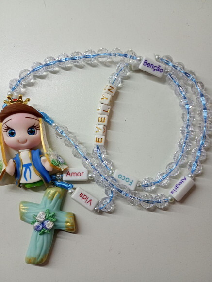 Terço Nossa Senhora das Graças em Biscuit com Nome