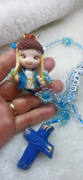 Terço Nossa Senhora das Graças em Biscuit com Nome