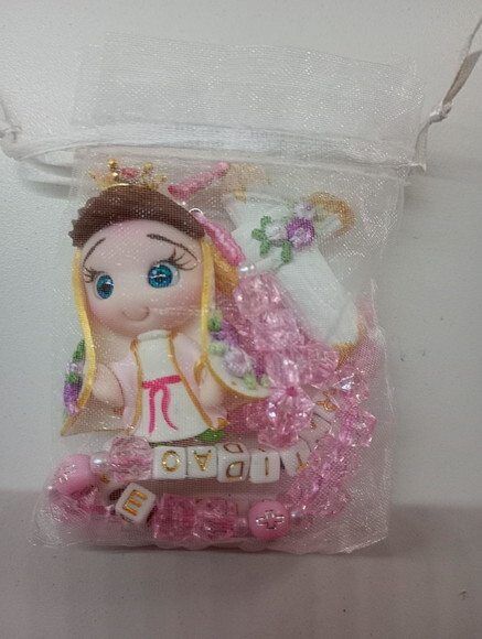 Terço Nossa Senhora das Graças Rosa em Biscuit com Nome