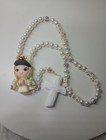 Terço Nossa Senhora de Fátima em Biscuit