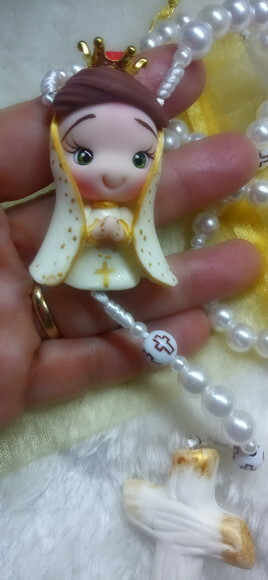 Terço Nossa Senhora de Fátima em Biscuit