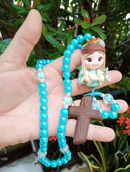 Terço Nossa Senhora de Nazaré Azul em Biscuit
