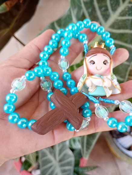Terço Nossa Senhora de Nazaré Azul em Biscuit