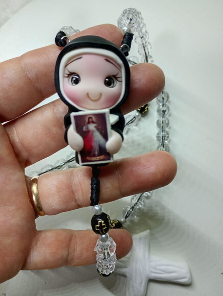 Terço Santa Faustina em Biscuit